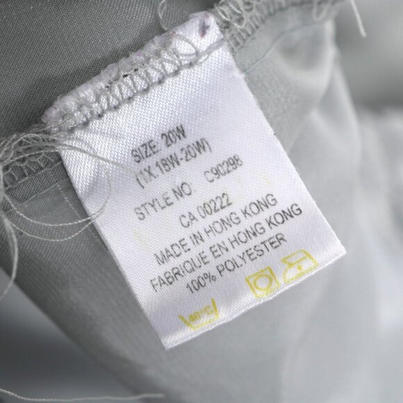 Vintage Satin Lounge Pajama Pants Silver Grey Silky Embroidered Floral Casual XL - Picture 7 of 7